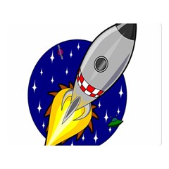 Rocket Ship Launch Vehicle Moon Two Sides Premium Plush Fleece Blanket (large) by Sarkoni