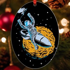 Astronaut Planet Space Science Uv Print Acrylic Ornament Oval by Sarkoni