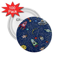 Cat Cosmos Cosmonaut Rocket 2 25  Buttons (100 Pack)  by Grandong