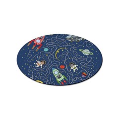 Cat Cosmos Cosmonaut Rocket Sticker Oval (10 Pack) by Grandong