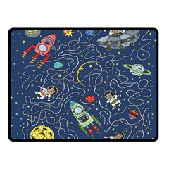 Cat Cosmos Cosmonaut Rocket Fleece Blanket (small) by Grandong