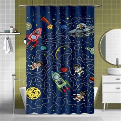 Cat Cosmos Cosmonaut Rocket Shower Curtain 48  X 72  (small)  by Grandong