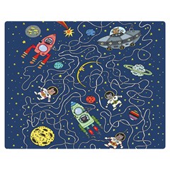 Cat Cosmos Cosmonaut Rocket Two Sides Premium Plush Fleece Blanket (medium) by Grandong