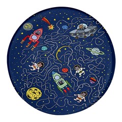 Cat Cosmos Cosmonaut Rocket Round Glass Fridge Magnet (4 Pack) by Grandong