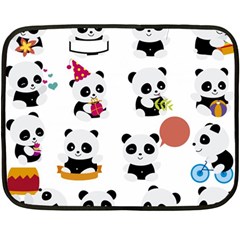 Playing Pandas Cartoons Fleece Blanket (mini) by Apen