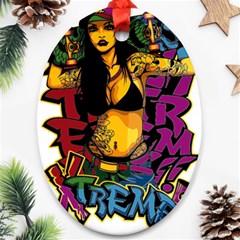 Xtreme Skateboard Graffiti Oval Ornament (two Sides) by Sarkoni