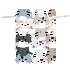 Cute Cat Couple Seamless Pattern Cartoon Lightweight Drawstring Pouch (xl) by Bedest