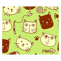 Cute Hand Drawn Cat Seamless Pattern Premium Plush Fleece Blanket (small) by Bedest