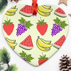 Fruits Pattern Background Food Ornament (heart) by Apen