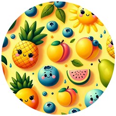 Fruits Fresh Sweet Pattern Wooden Puzzle Round by Ravend