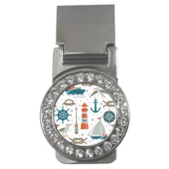Nautical Elements Pattern Background Money Clips (cz)  by Grandong