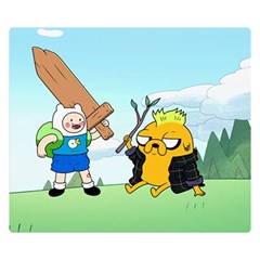Adventure Time Finn And Jake Cartoon Network Parody Two Sides Premium Plush Fleece Blanket (small) by Sarkoni