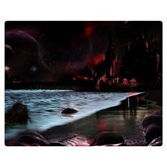 Artistic Creepy Dark Evil Fantasy Halloween Horror Psychedelic Scary Spooky Premium Plush Fleece Blanket (medium) by Sarkoni