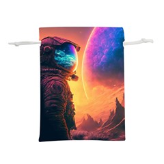 Illustration Trippy Psychedelic Astronaut Landscape Planet Mountains Lightweight Drawstring Pouch (m) by Sarkoni