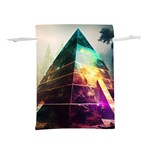Tropical Forest Jungle Ar Colorful Midjourney Spectrum Trippy Psychedelic Nature Trees Pyramid Lightweight Drawstring Pouch (M) Back