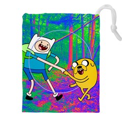 Jake And Finn Adventure Time Landscape Forest Saturation Drawstring Pouch (5xl) by Sarkoni