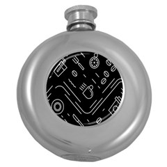 Coffee Background Round Hip Flask (5 Oz) by Bedest
