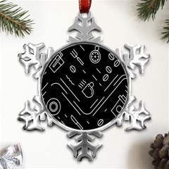 Coffee Background Metal Small Snowflake Ornament by Bedest