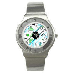 Geometric Shapes Background Stainless Steel Watch by Bedest