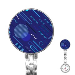 Classic Blue Background Abstract Style Stainless Steel Nurses Watch by Bedest