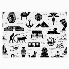 Dark Seamless Pattern Symbols Landmarks Signs Egypt Large Glasses Cloth by Bedest