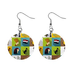 Egypt Travel Items Icons Set Flat Style Mini Button Earrings by Bedest