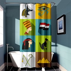 Egypt Travel Items Icons Set Flat Style Shower Curtain 36  X 72  (stall)  by Bedest