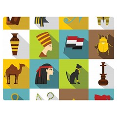 Egypt Travel Items Icons Set Flat Style Premium Plush Fleece Blanket (extra Small) by Bedest