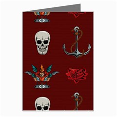 Tattoo Old School Background Pattern Greeting Card by Bedest