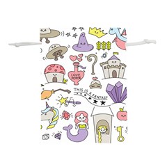 Fantasy Things Doodle Style Vector Illustration Lightweight Drawstring Pouch (l) by Bedest