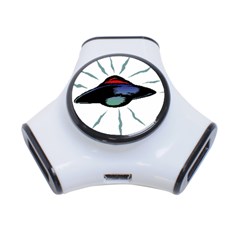Alien Unidentified Flying Object Ufo 3-port Usb Hub by Sarkoni