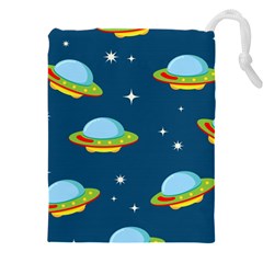 Seamless Pattern Ufo With Star Space Galaxy Background Drawstring Pouch (5xl) by Bedest