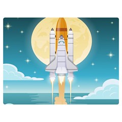 Space Exploration Illustration Two Sides Premium Plush Fleece Blanket (extra Small) by Bedest