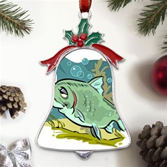 Fish Hook Worm Bait Water Hobby Metal Holly Leaf Bell Ornament by Sarkoni