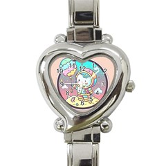 Boy Astronaut Cotton Candy Heart Italian Charm Watch by Bedest