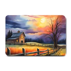 Rural Farm Fence Pathway Sunset Small Doormat by Bedest