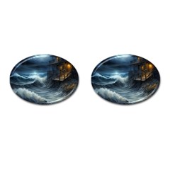House Waves Storm Cufflinks (oval) by Bedest