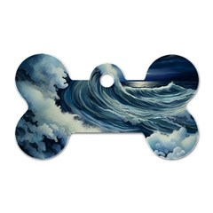 Waves Storm Sea Moon Landscape Dog Tag Bone (two Sides) by Bedest