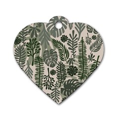 Plants Leaves Boho Botany Foliage Dog Tag Heart (one Side) by Bedest