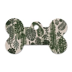 Plants Leaves Boho Botany Foliage Dog Tag Bone (two Sides) by Bedest