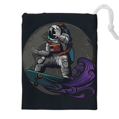 Illustration Astronaut Cosmonaut Paying Skateboard Sport Space With Astronaut Suit Drawstring Pouch (4xl) by Ndabl3x