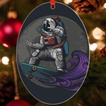 Illustration Astronaut Cosmonaut Paying Skateboard Sport Space With Astronaut Suit UV Print Acrylic Ornament Oval Front