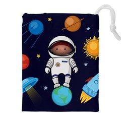 Boy Spaceman Space Rocket Ufo Planets Stars Drawstring Pouch (4xl) by Ndabl3x