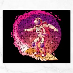 Astronaut Spacesuit Standing Surfboard Surfing Milky Way Stars Rectangular Jigsaw Puzzl by Ndabl3x