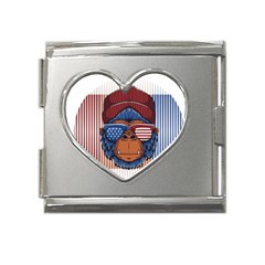 Gorilla Ape Zoo Mammal Usa Mega Link Heart Italian Charm (18mm) by Sarkoni