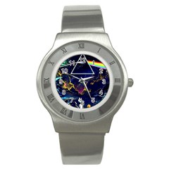Trippy Kit Rick And Morty Galaxy Pink Floyd Stainless Steel Watch by Bedest