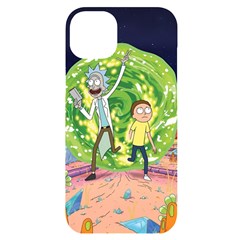 Rick And Morty Adventure Time Cartoon Iphone 14 Plus Black Uv Print Case by Bedest