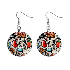 Art Book Gang Crazy Graffiti Supreme Work Mini Button Earrings by Bedest