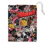 Stickerbomb Crazy Graffiti Graphite Monster Drawstring Pouch (5XL) Front