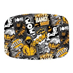 Boom Bang Art Crazy Drawing Graffiti Hello Retro Sayings Yellow Mini Square Pill Box by Bedest